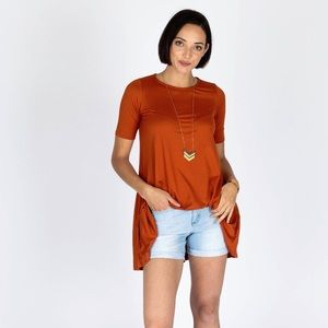 New! Agnes & Dora Swing Tunic Fall Rust Orange